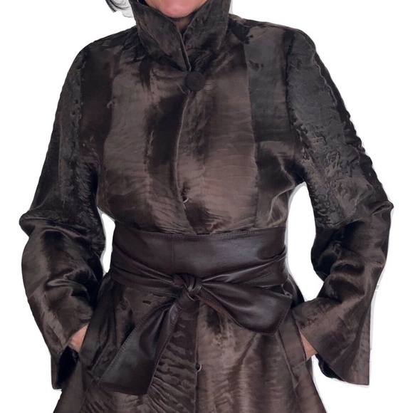 Angelo Danzi Dyed Broadtail Lamb Fur Jacket w/belt - Picture 2 of 13